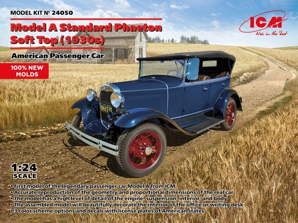 ICM 24050 Model A Standard Phaeton Soft Top (1930s) American Passenger Car 1/24