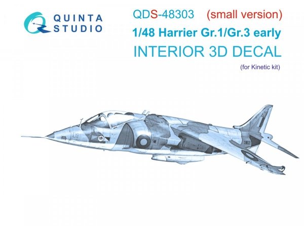 Quinta Studio QDS48303 Harrier Gr.1/Gr.3 Early 3D-Printed &amp; coloured Interior on decal paper (Kinetic) (Small version) 1/48