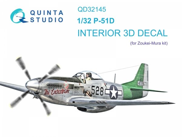 Quinta Studio QD32145 P-51D Mustang 3D-Printed &amp; coloured Interior on decal paper (Zoukei-Mura SWS) 1/32