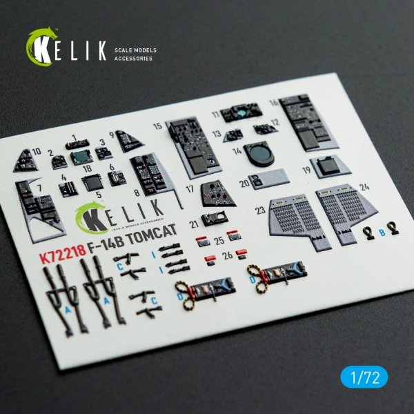 Kelik K72218 F-14B Tomcat - interior 3D decals for HobbyBoss kit (1/72)