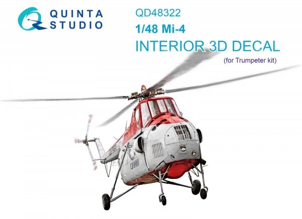 Quinta Studio QD48322 Mi-4 3D-Printed &amp; coloured Interior on decal paper (Trumpeter) 1/48