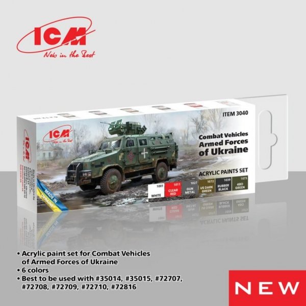 ICM 3040 Acrylic paints set for Combat Vehicles Armed Forces of Ukraine