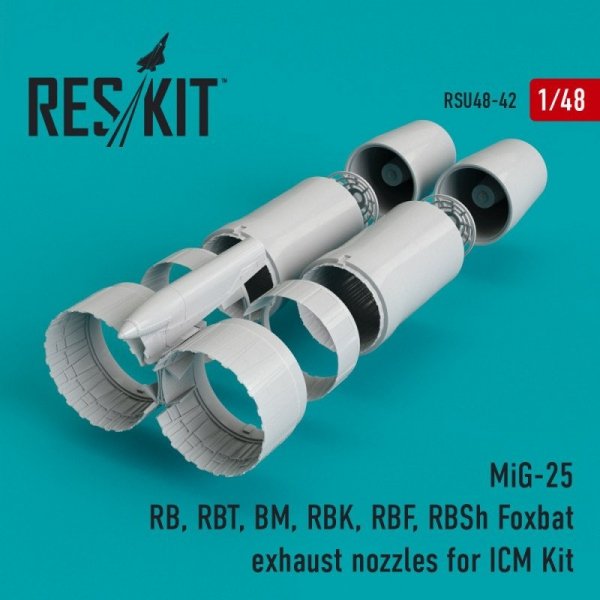 RESKIT RSU48-0042 MiG-25 RB, RBT, BM, RBK, RBF, RBSh Foxbat exhaust nozzles for Icm kit 1/48