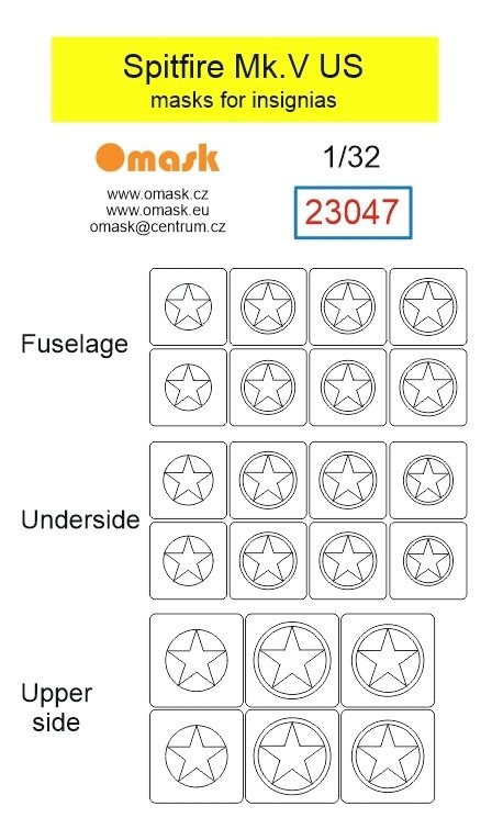 Omask 23047 Spitfire Mk.V US masks for insignias 1/32