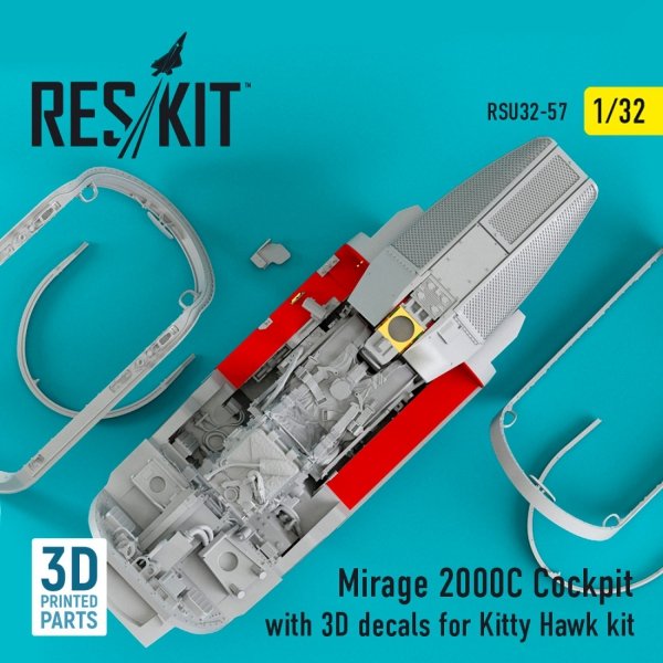RESKIT RSU32-0057 Mirage 2000C Cockpit with 3D decals for Kitty Hawk kit (1/32)
