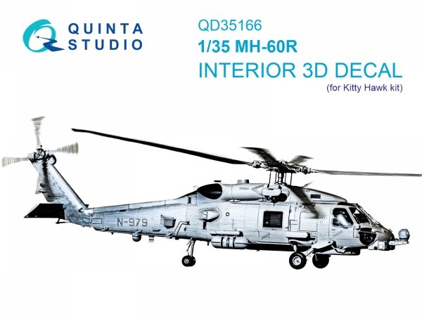 Quinta Studio QD35166 МН-60R Seahawk 3D-Printed &amp; coloured Interior on decal paper (Kitty Hawk) 1/35