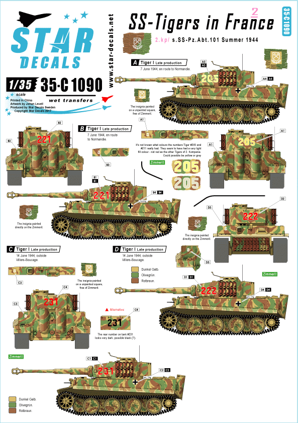 Star Decals 35-C1090 SS-Tigers in France # 2 1/35