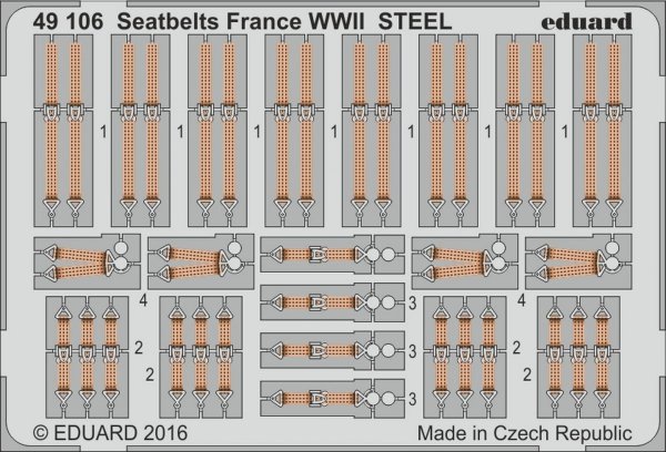 Eduard 49106 Seatbelts France WWII STEEL  1/48