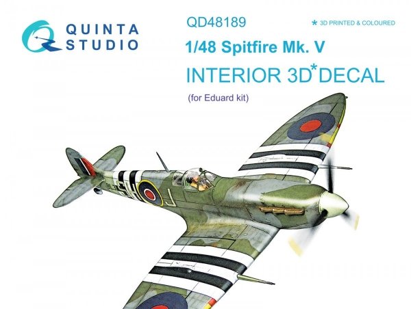 Quinta Studio QD48189 Spitfire Mk.V 3D-Printed &amp; coloured Interior on decal paper (for Eduard kit) 1/48