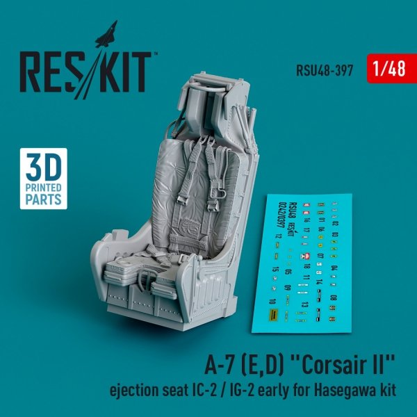 RESKIT RSU48-0397 A-7 (E,D) &quot;Corsair II&quot; ejection seat IC-2 / IG-2 early for Hasegawa kit (3D Printed) 1/48