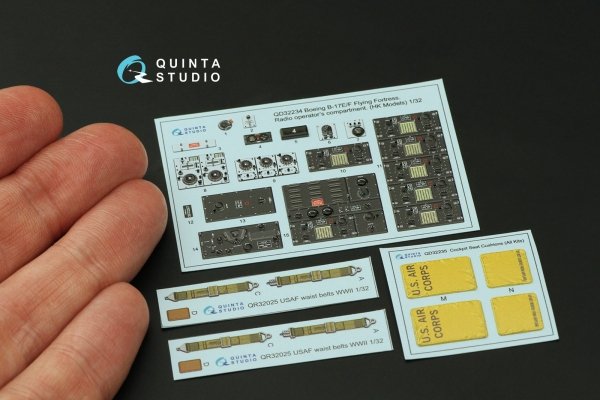 Quinta Studio QD32234 Boeing B-17E/F Radio operator's compartment. 3D-Printed coloured Interior on decal paper (HK models) 1/32