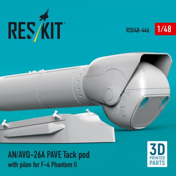 RESKIT RSU48-0446 AN/AVQ-26A PAVE Tack pod with pilon for F-4 Phantom II (3D Printed) (1/48)