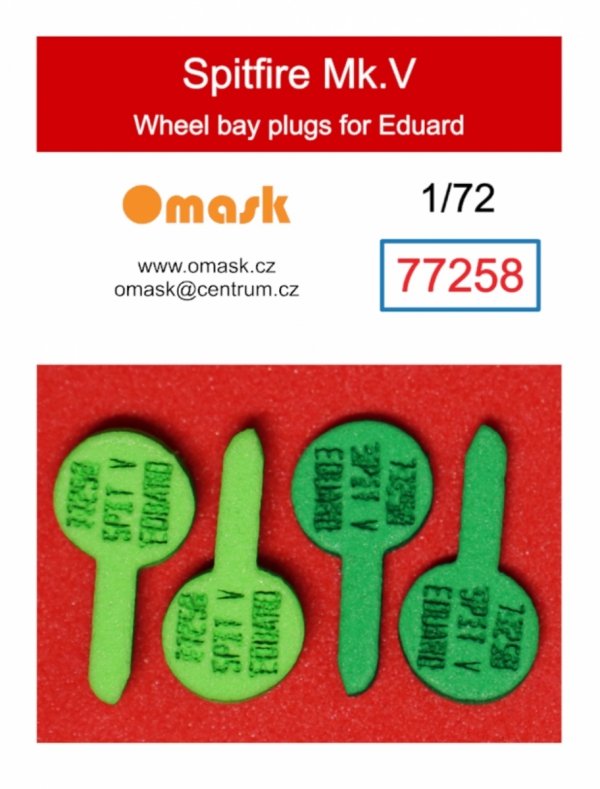 Omask 77258 Spitfire Mk.V wheel bay plugs (for Eduard) EVA foam masks 1/72