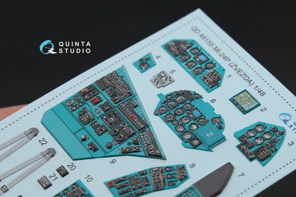 Quinta Studio QD48155 Mi-24P 3D-Printed &amp; coloured Interior on decal paper (for Zvezda kit) 1/48