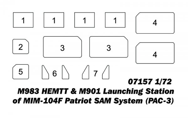 Trumpeter 07157 M983 HEMTT &amp; M901 Launching Station w/ MIM-104F Patriot SAM System (PAC 3) 1/72
