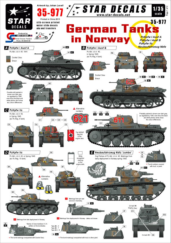 Star Decals 35-977 German Tanks in Norway 1/35