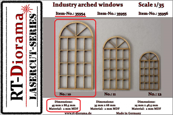RT-Diorama 35954 Industry arched windows No.: 10 (3 pcs) 1/35