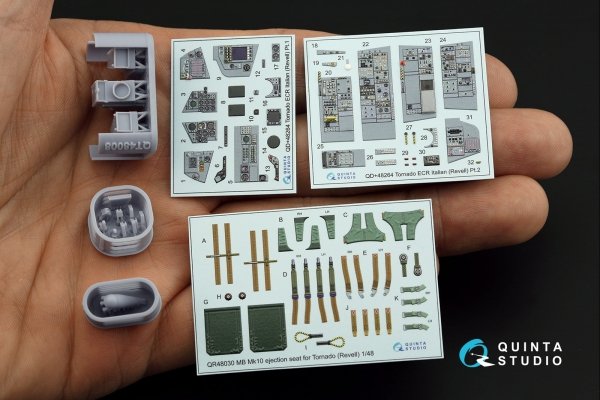Quinta Studio QD+48264 Tornado ECR Italian 3D-Printed &amp; coloured Interior on decal paper (Revell) (with 3D-printed resin parts) 1/48