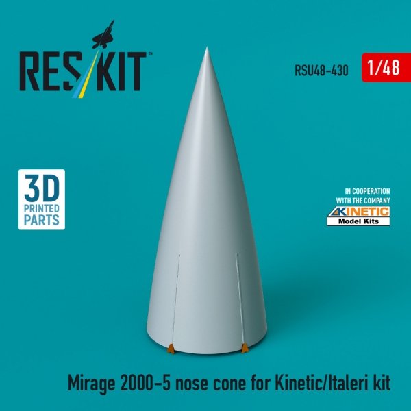 RESKIT RSU48-0430 Mirage 2000-5 nose cone for Kinetic/Italeri kit (3D Printed) 1/48