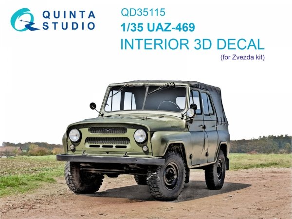 Quinta Studio QD35115 UAZ-469 3D-Printed &amp; coloured Interior on decal paper (Zvezda) 1/35