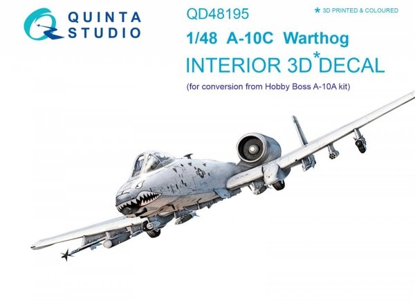 Quinta Studio QD48195 A-10C 3D-Printed &amp; coloured Interior on decal paper (for conversion from Hobby Boss kit) 1/48