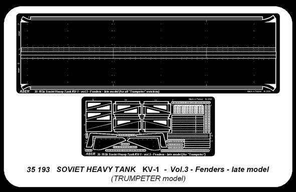 Aber 35193 Russian heavy tank KV-1 - vol.3 - additional set - fenders, late model (1:35)