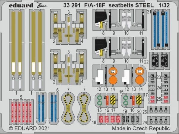 Eduard 33291 F/ A-18F seatbelts STEEL REVELL 1/32