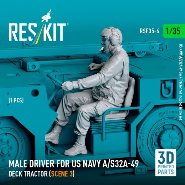 RESKIT RSF35-0006 Male driver for US NAVY A/S32A-49 Deck Tractor (scene 3) (1 pcs) (3D Printed) (1/35)