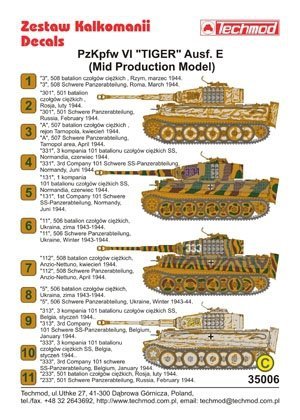 Techmod 35006 - Pz.Kpfw.VI Tiger Ausf.E (Mid Production Model) (1:35)