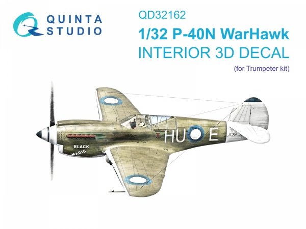 Quinta Studio QD32162 P-40N Warhawk 3D-Printed &amp; coloured Interior on decal paper (Trumpeter) 1/32