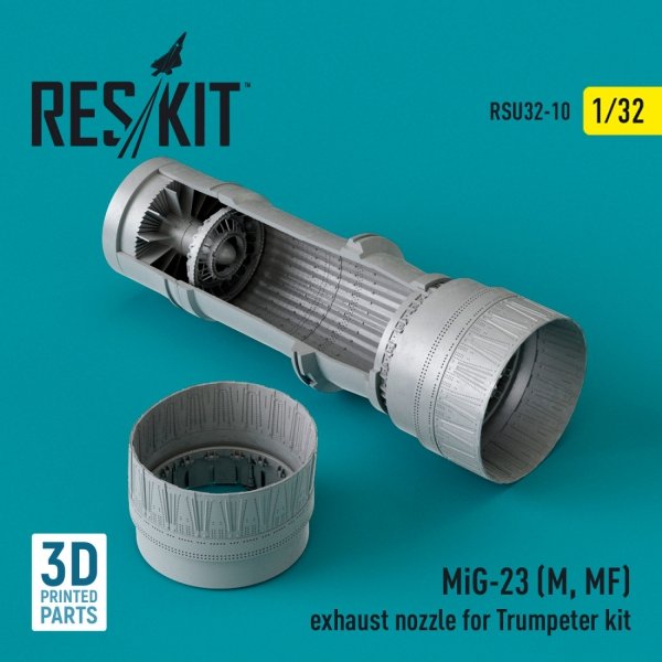 RESKIT RSU32-0010 MiG-23 (M, MF) exhaust nozzle for Trumpeter kit (3D Printed) (1/32)