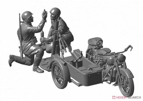 Zvezda 3651 Soviet Motorcycle M-72 with Mortar (1:35)