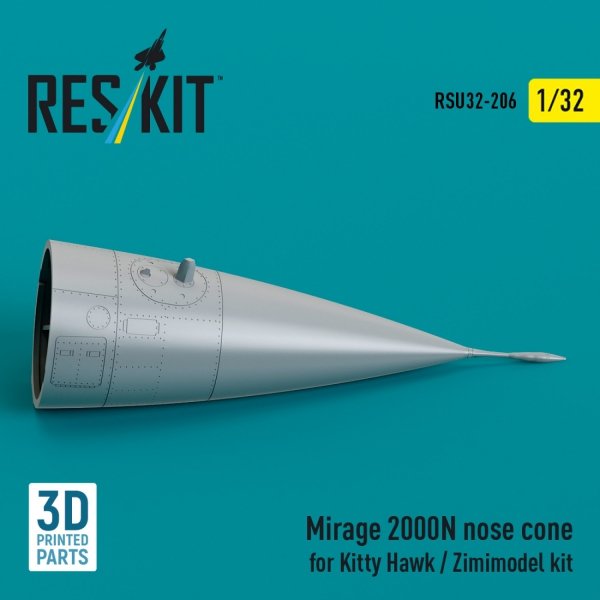 RESKIT RSU32-0206 Mirage 2000N nose cone for Kitty Hawk / Zimimodel kit (3D Printed) 1/32