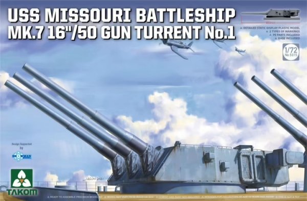 Takom 5015 USS Missouri Battleship Mk.7 16&quot;/50 Gun Turret No. 1 1/72