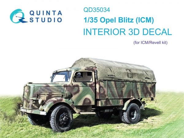 Quinta Studio QD35034 Opel Blitz 3D-Printed &amp; coloured Interior on decal paper (ICM) 1/35