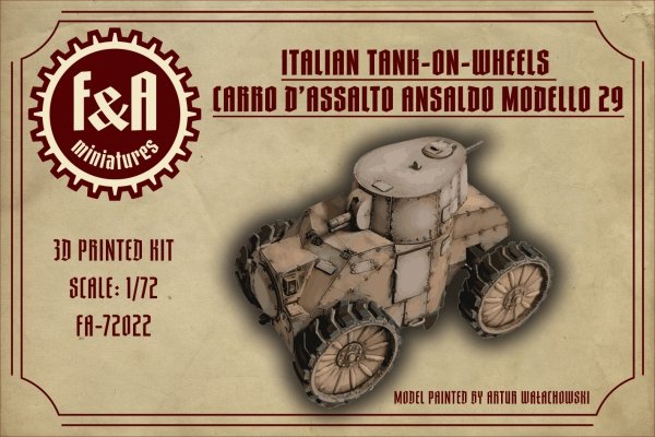 F&amp;A Miniatures FA-72022 Carro D'Assalto Ansaldo Modello 29 1/72
