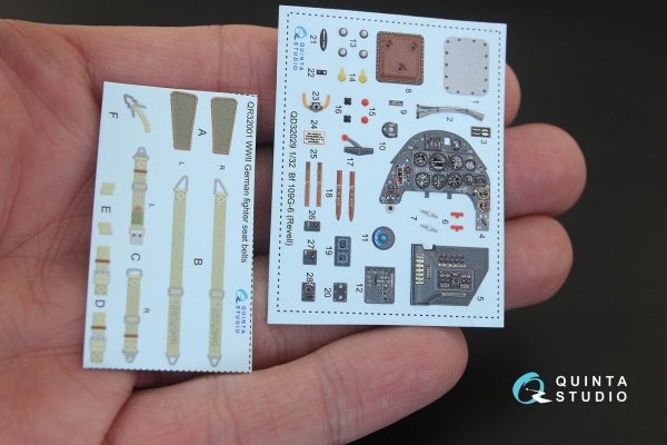 Quinta Studio QD32029 Bf 109G-6 3D-Printed &amp; coloured Interior on decal paper (for Revell kit) 1/32