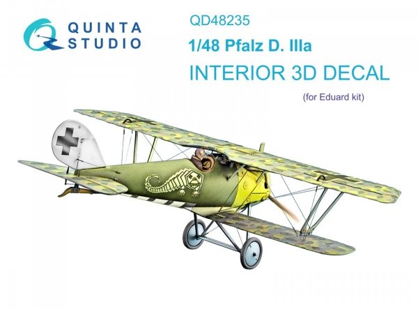 Quinta Studio QD48235 Pfalz D.IIIa 3D-Printed &amp; coloured Interior on decal paper (Eduard) 1/48