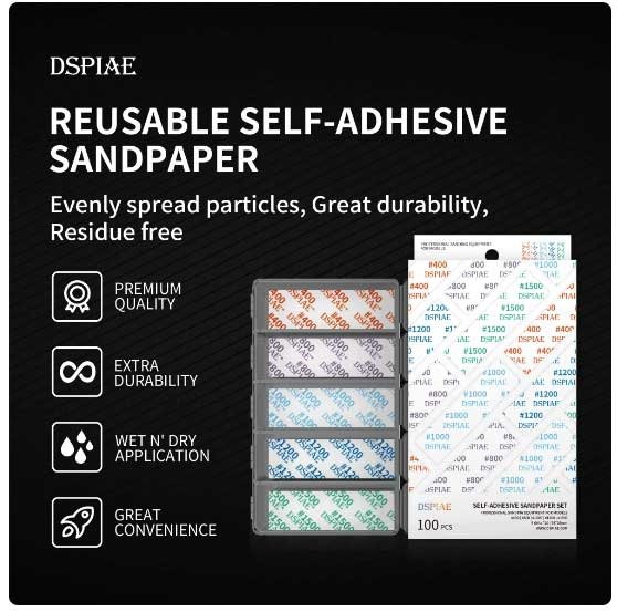 DSPIAE DSP-1500 Reusable Self-Adhesive Sandpaper #1500 / Samoprzylepny papier ścierny wielokrotnego użytku #1500 (75 x 25 mm) 10 pcs