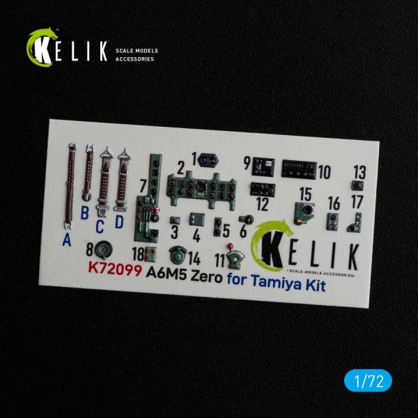 KELIK K72099 A6M5 Zero - interior 3D decals for Tamiya kit 1/72