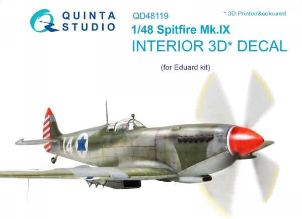 Quinta Studio QD48119 Spitfire Mk.IX 3D-Printed &amp; coloured Interior on decal paper (for Eduard kit) 1/48