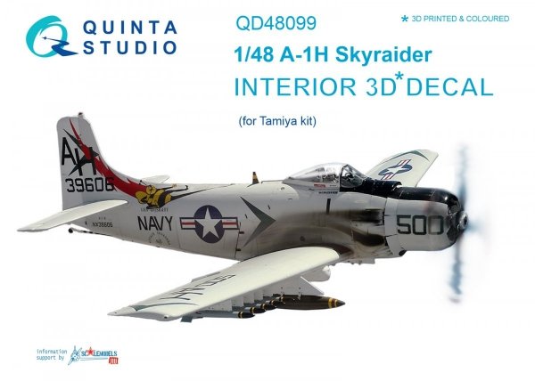 Quinta Studio QD48099 A-1H 3D-Printed &amp; coloured Interior on decal paper (for Tamiya kit) 1/48