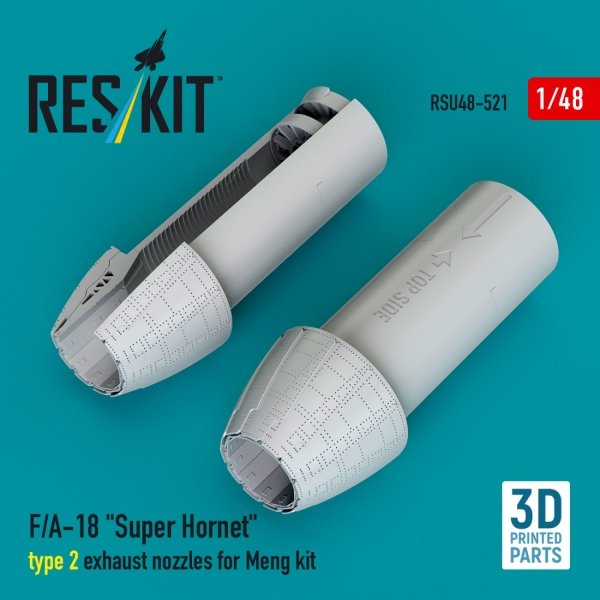 RESKIT RSU48-0521 F/A-18 "Super Hornet" type 2 exhaust nozzles for Meng kit (3D Printed) 1/48