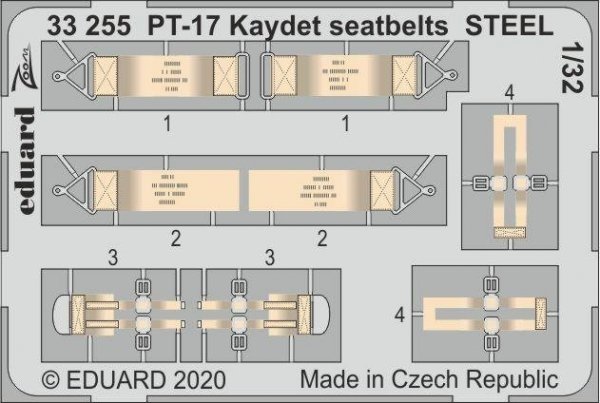 Eduard 33255 PT-17 Kaydet seatbelts STEEL for RODEN 1/32