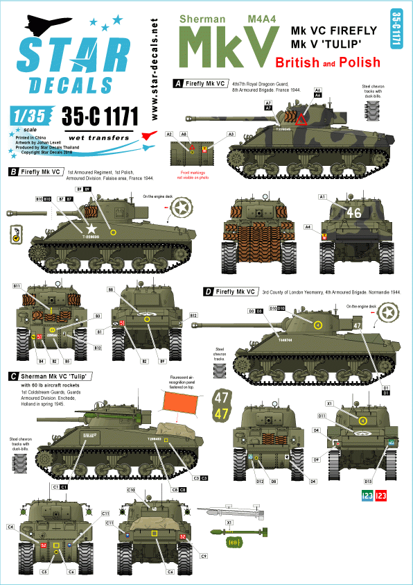 Star Decals 35-C1171 Sherman Mk V 1/35
