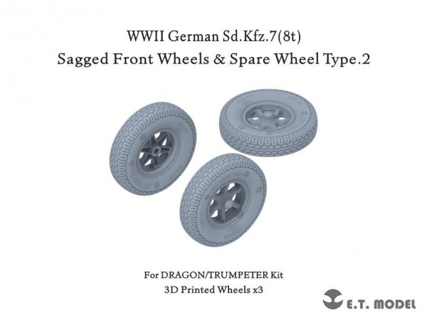 E.T. Model P35-133 WWII German Sd.Kfz.7(8t) Sagged Front Wheels &amp; Spare Wheel Type.2 for Dragon / Trumpeter kit 1/35