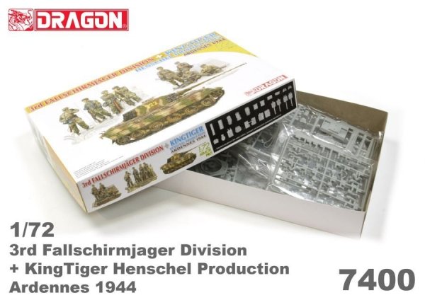 Dragon 7400 3rd Fallschirmjager Division + KingTiger Henschel Production Ardennes 1944 1/72