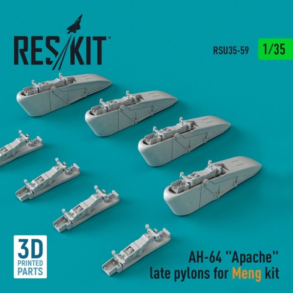 RESKIT RSU35-0059 AH-64 &quot;APACHE&quot; LATE PYLONS FOR MENG KIT (3D PRINTED) 1/35