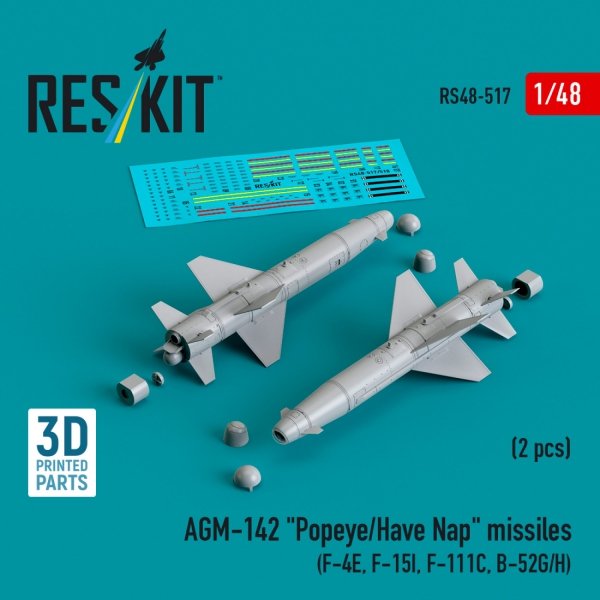 RESKIT RS48-0517 AGM-142 &quot;Popeye/Have Nap&quot; missiles (2 pcs) (3D Printed) 1/48
