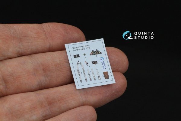 Quinta Studio QD72055 PZL P.11С 3D-Printed &amp; coloured Interior on decal paper (Arma Hobby) 1/72